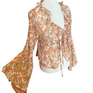 Dizzy Lizzy Boho Floral Bell Sleeve Cover Up